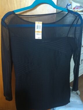 Macy's Black Sheer Long Sleeve Layered Top
